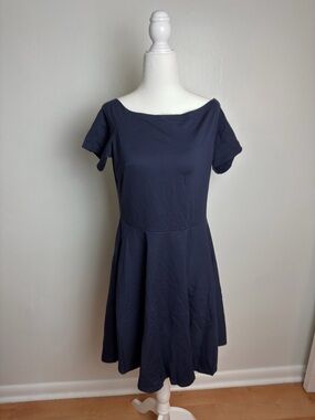 Navy Fit and Flare Dress Short Sleeve Casual Work Dress Size XL